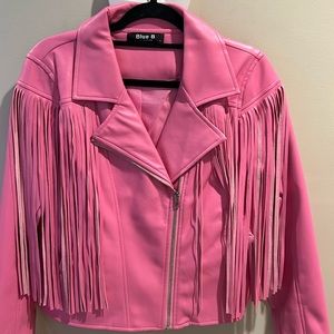 Pink size large fringed jacket.